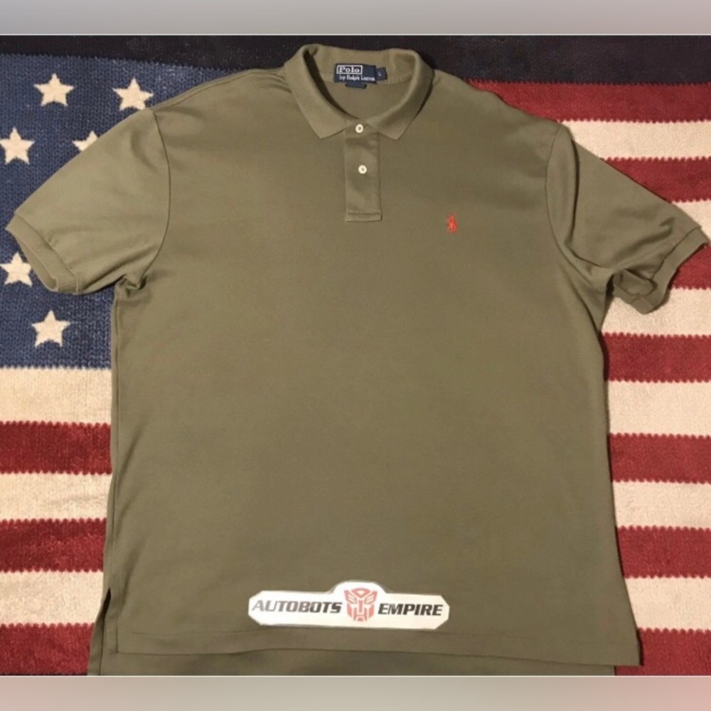 Vintage Ralph Lauren Classic Olive Polo Golf Shirt L p wing stadium Rlx Sail Cp